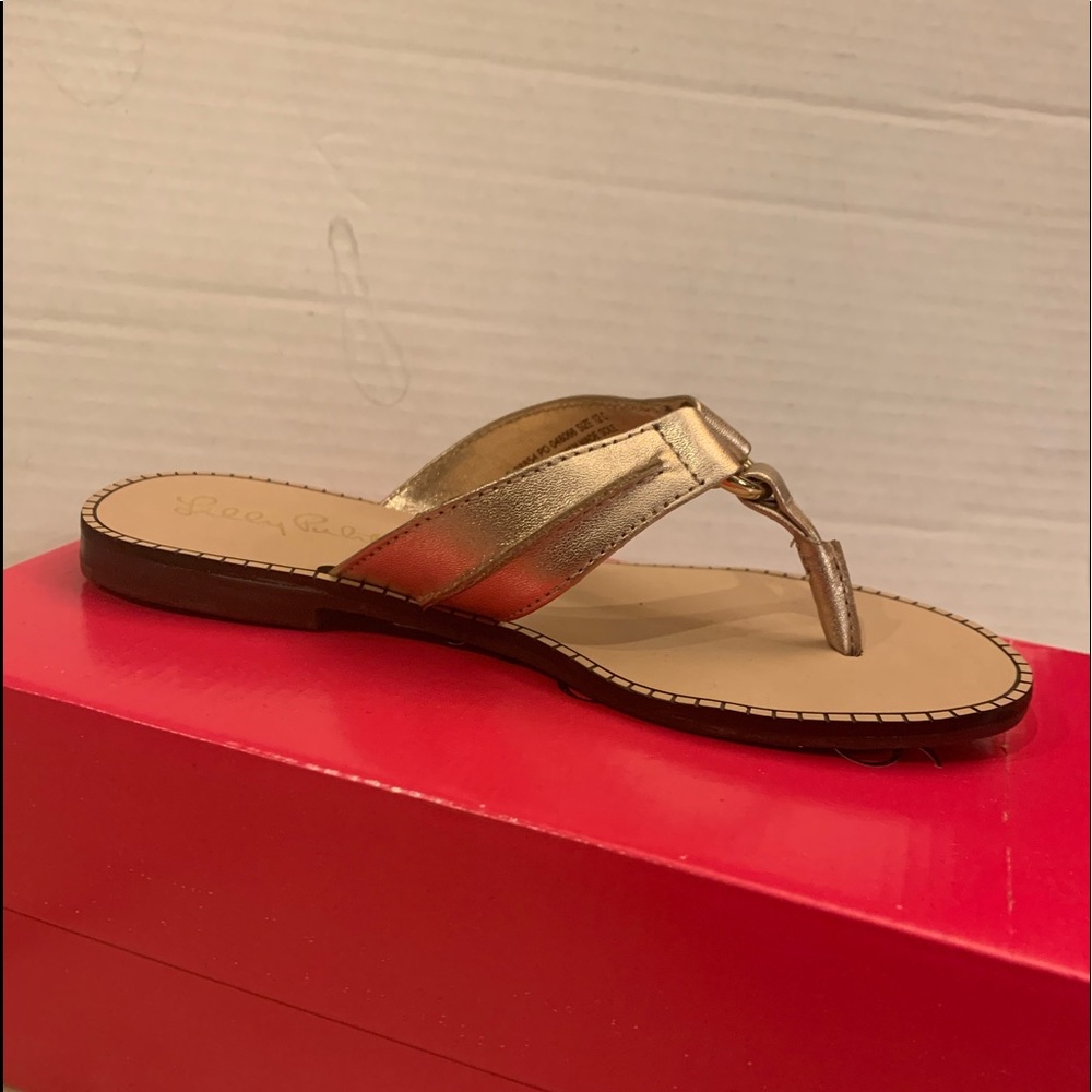 Lilly Pulitzer Girls sz 12 Gd Metallic Sandle NEW